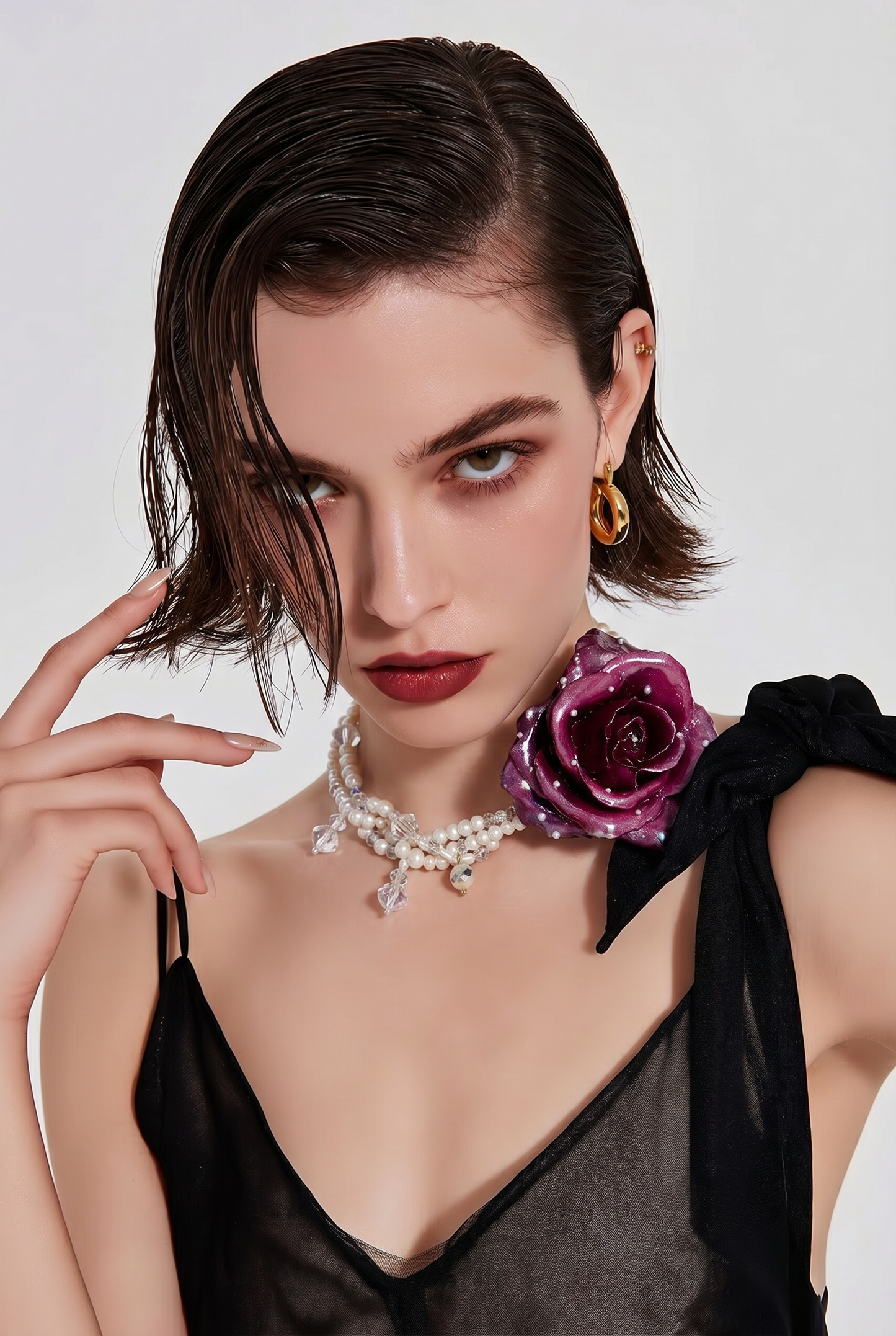 Scarlet Handmade Real Red Rose Necklace | Preserved Flower Jewelry with Freshwater Pearls & Crystal Beads | Made in USA