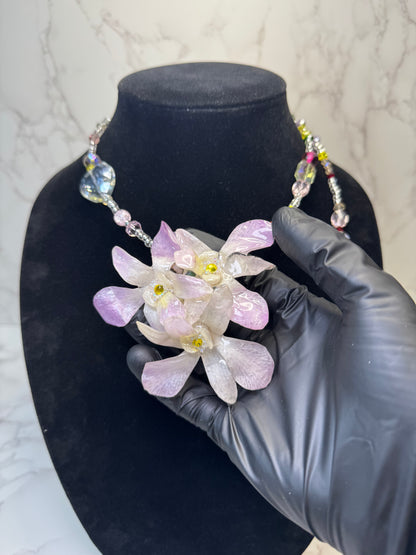 Lya Real Preserved Flower Necklace & Hair Clip | Handmade Botanical Jewelry | Multifunctional Floral Art