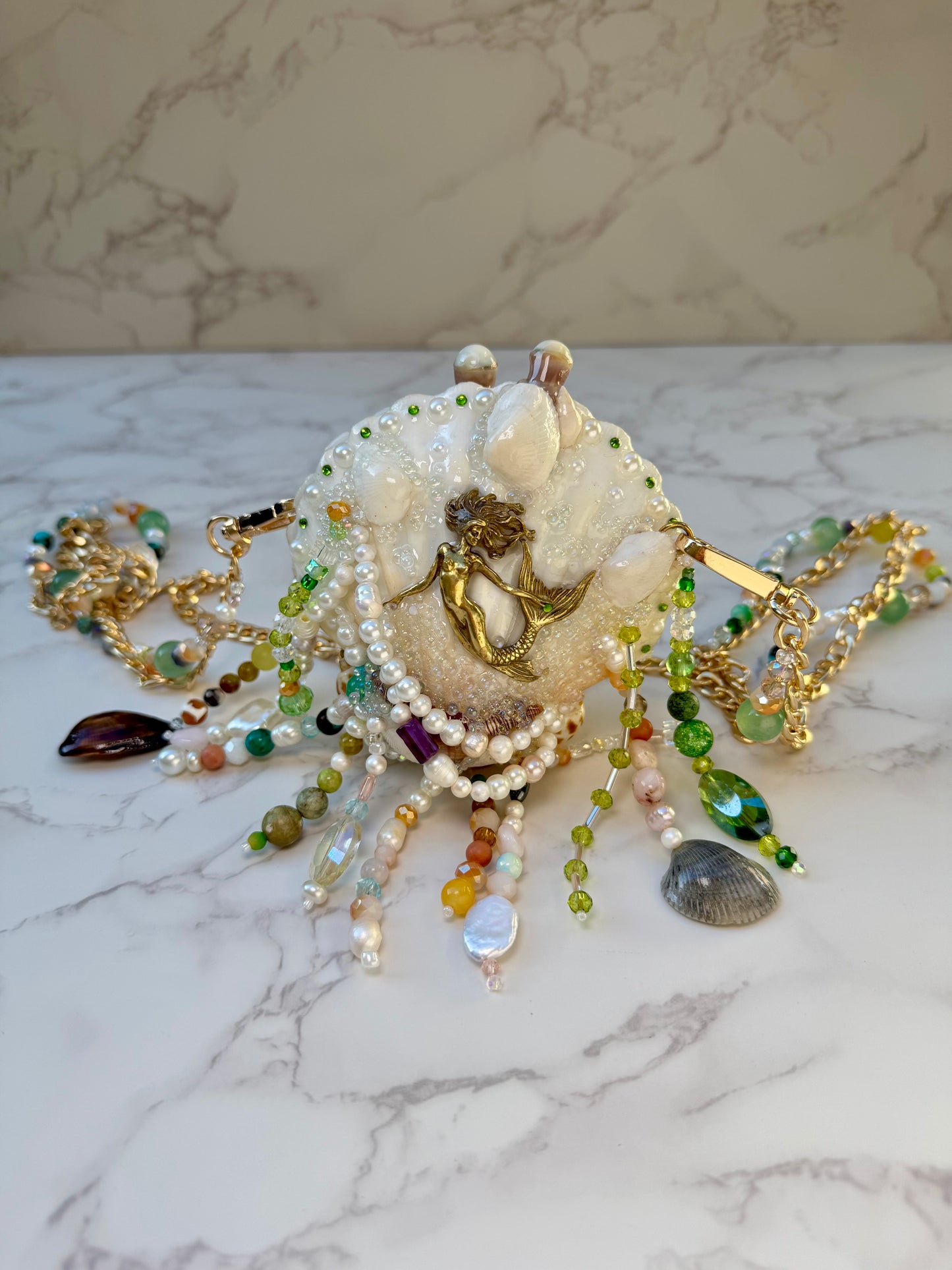 Aqua-Mermaid Seashell Treasure Purse