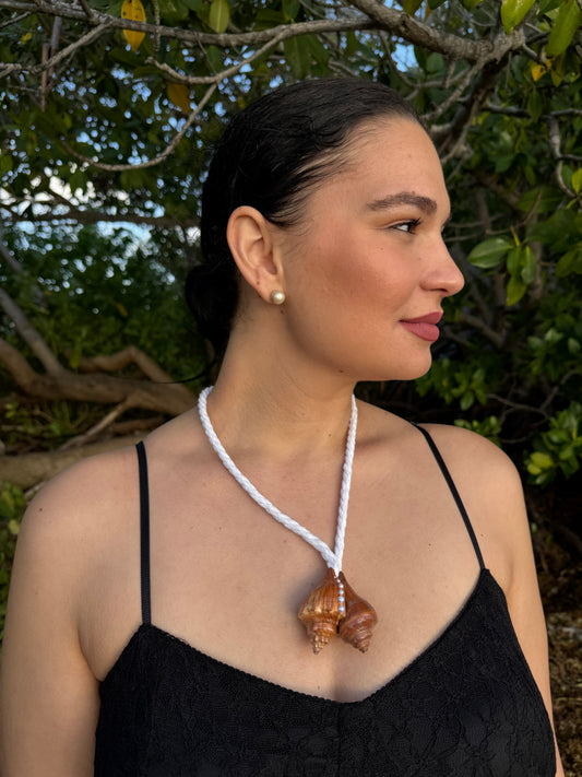 Sunset Seashell Pearl Necklace