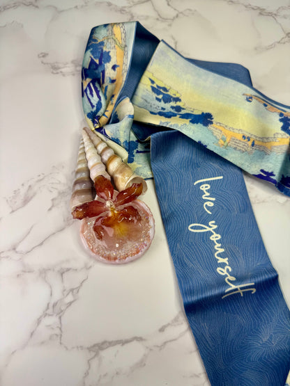 Mini Cattleya Orchid & Swirling Shells Necklace