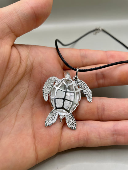 Sea Turtle Necklace, 925 Silver, 3D Pendant