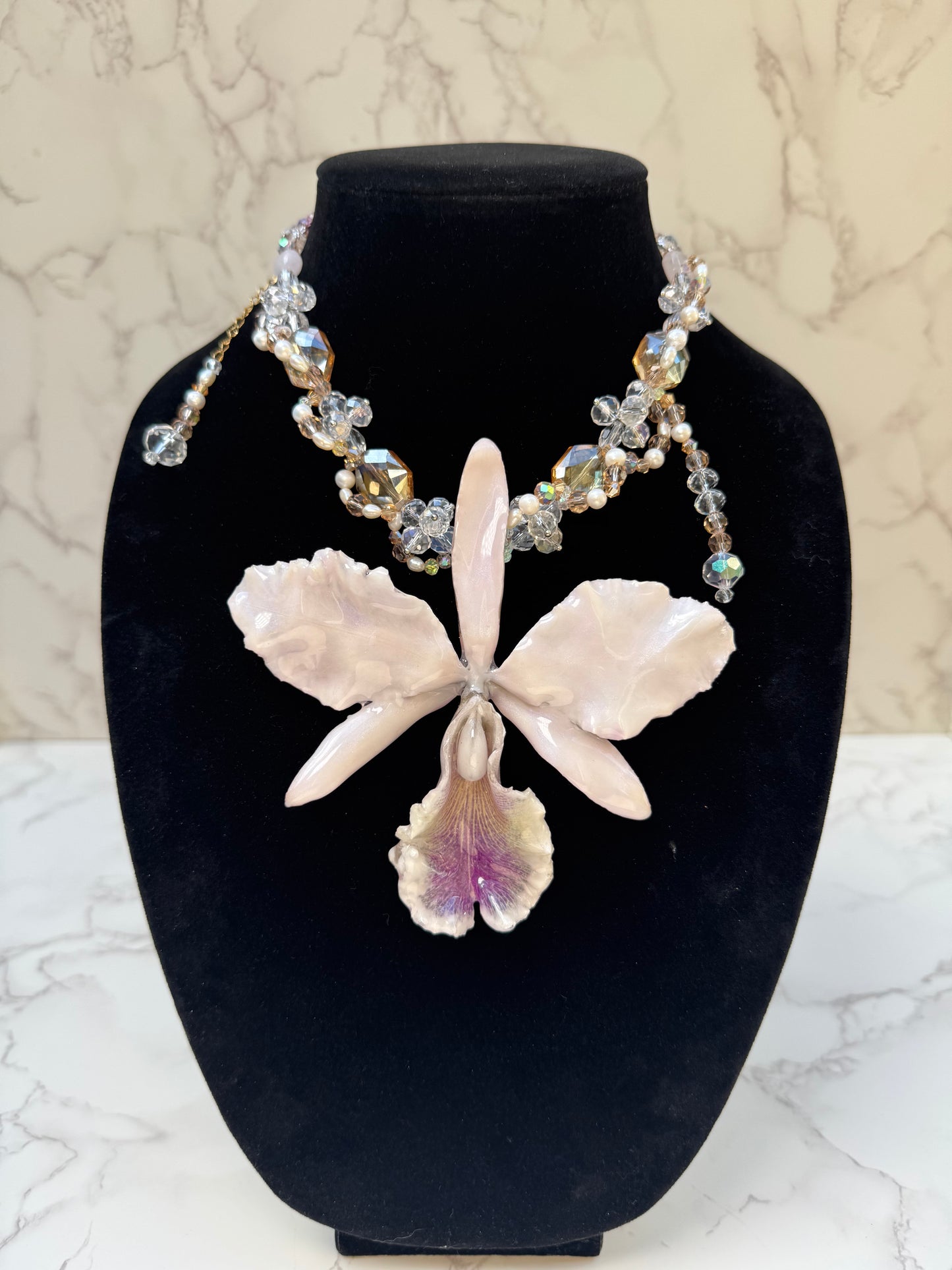 Real Cattleya Orchid Necklace | Handmade Flower Jewelry | Botanical Statement Pendant