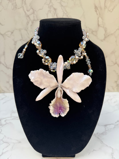 Real Cattleya Orchid Necklace | Handmade Flower Jewelry | Botanical Statement Pendant