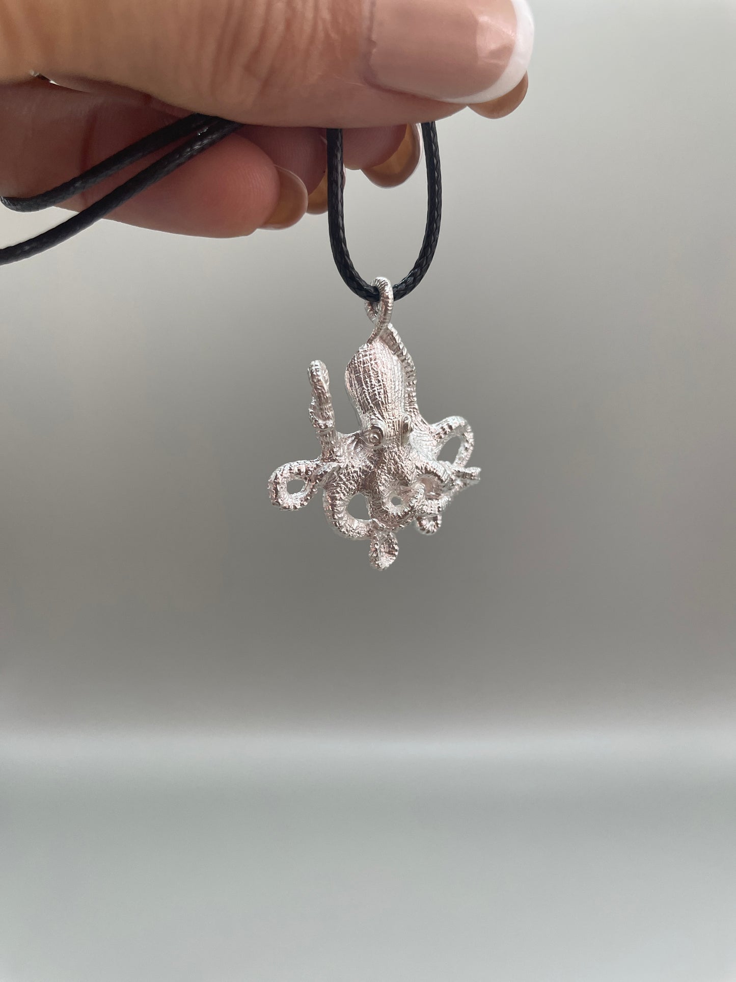 Octopus Necklace – Detailed 2D Pendant in 925 Sterling Silver, Perfect for Marine Life Enthusiasts, Unique Handmade Jewelry, Made in USA