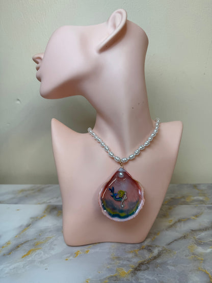 Stunning Mermaid Necklace Resin‑Encased Shell Collection Shell Necklaces, Epoxy Resin Necklace