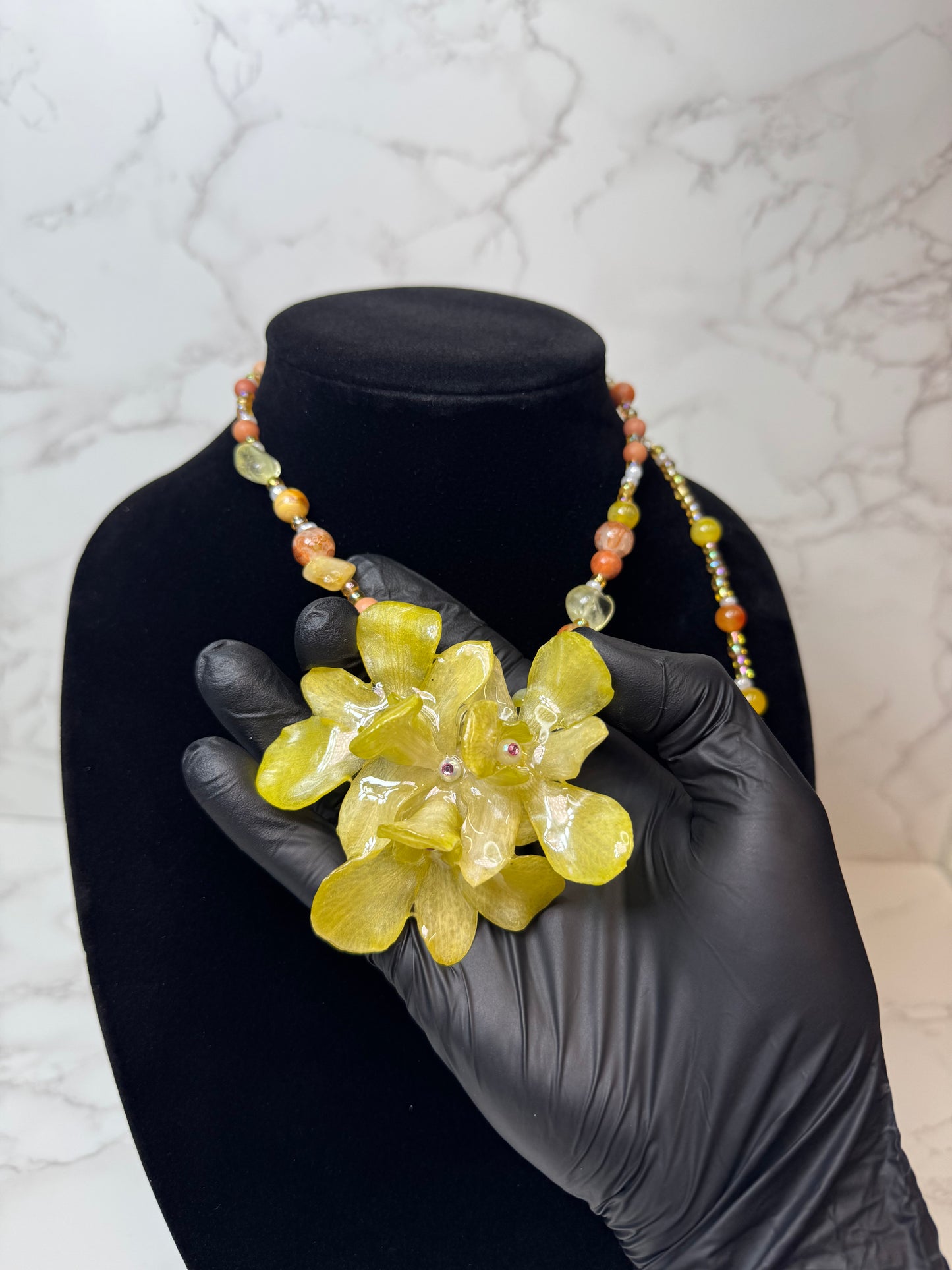 Anastasia Real Preserved Flower Necklace & Hair Clip | Handmade Botanical Jewelry | Multifunctional Floral Art