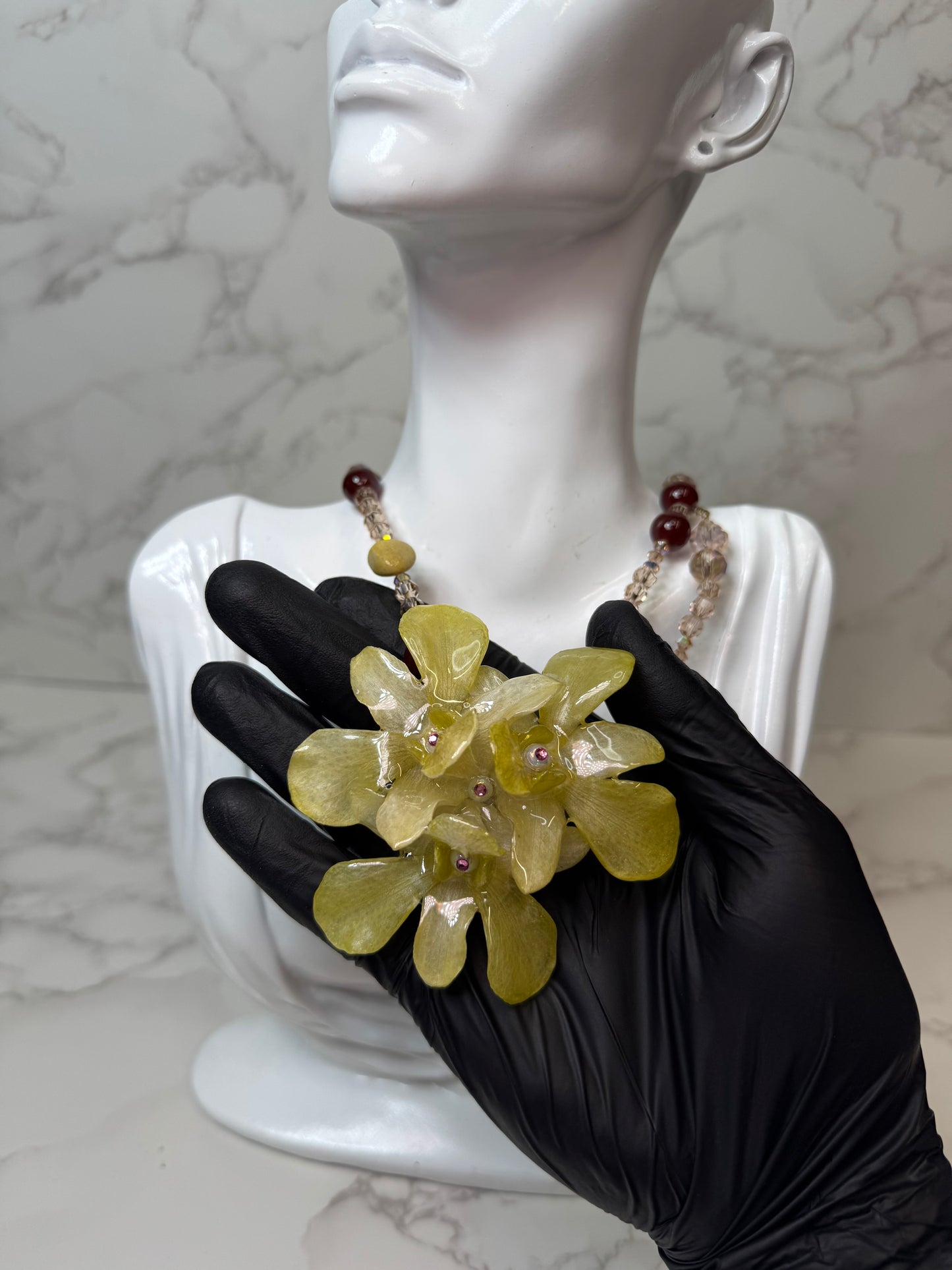Eloisa Real Preserved Flower Necklace & Hair Clip | Handmade Botanical Jewelry | Multifunctional Floral Art