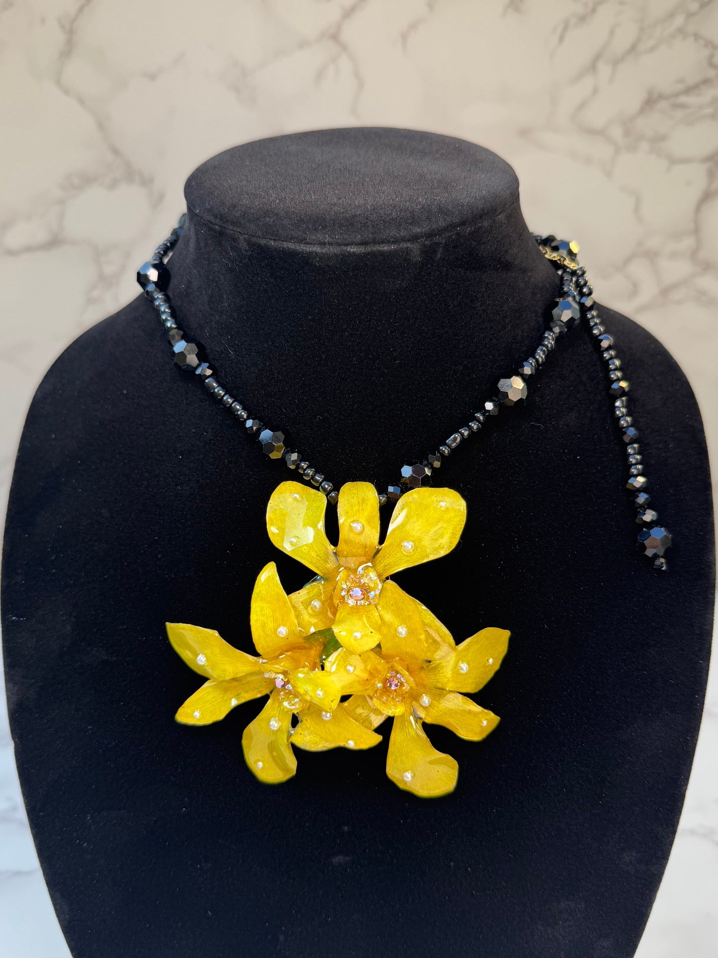 Golden Orchid Noir Necklace