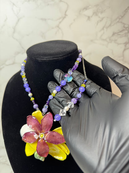 Summer Real Starfish & Preserved Flower Necklace Handmade Ocean & Botanical Jewelry