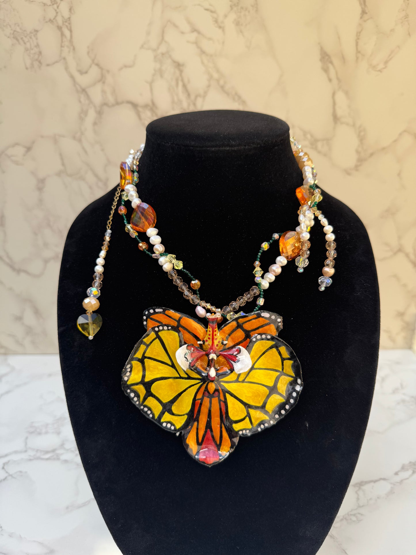 Wings of Transformation Real Orchid Butterfly Necklace | Hand Painted Flower Jewelry | Botanical Resin Art Pendant