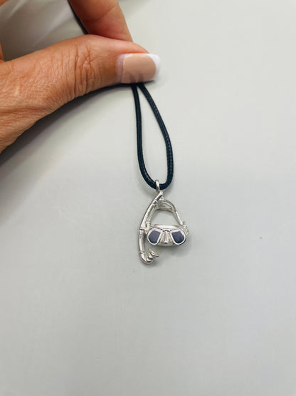 Mini Scuba Mask Necklace, 925 Sterling Silver