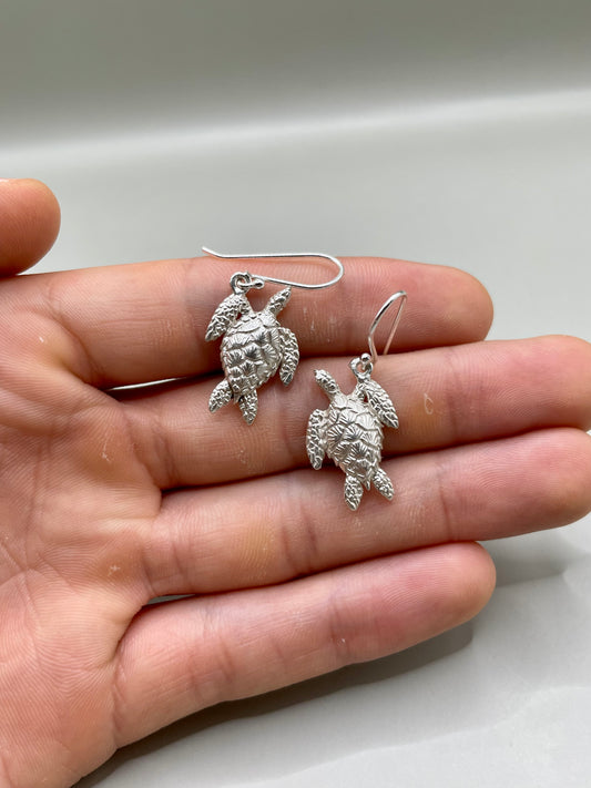 Sea Turtle Earrings, 925 Sterling Silver