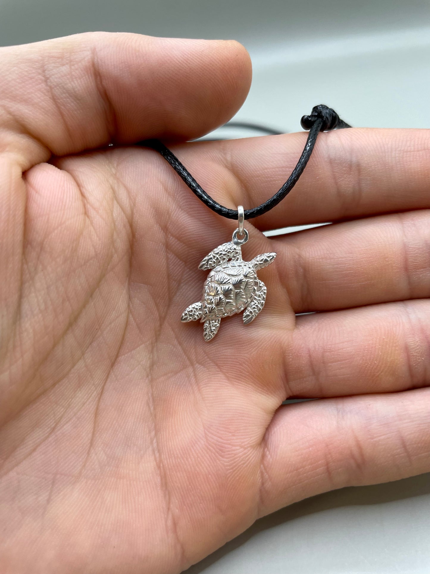 Mini Sea Turtle Pendant, Silver 925