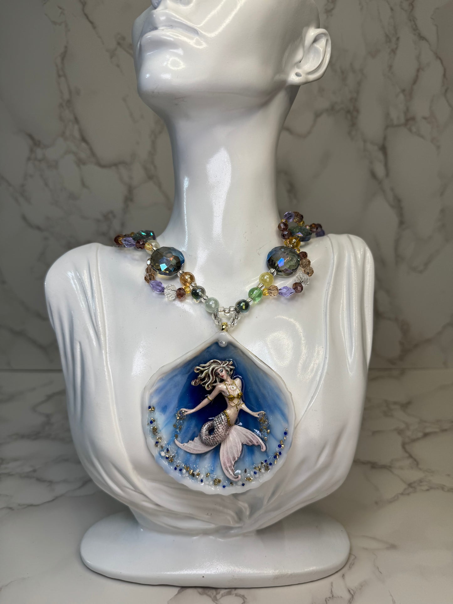 Saturday Ocean Mermaid Necklace | Handmade Seashell Jewelry | Brass Shell Accents | One-of-a-Kind Coastal Art