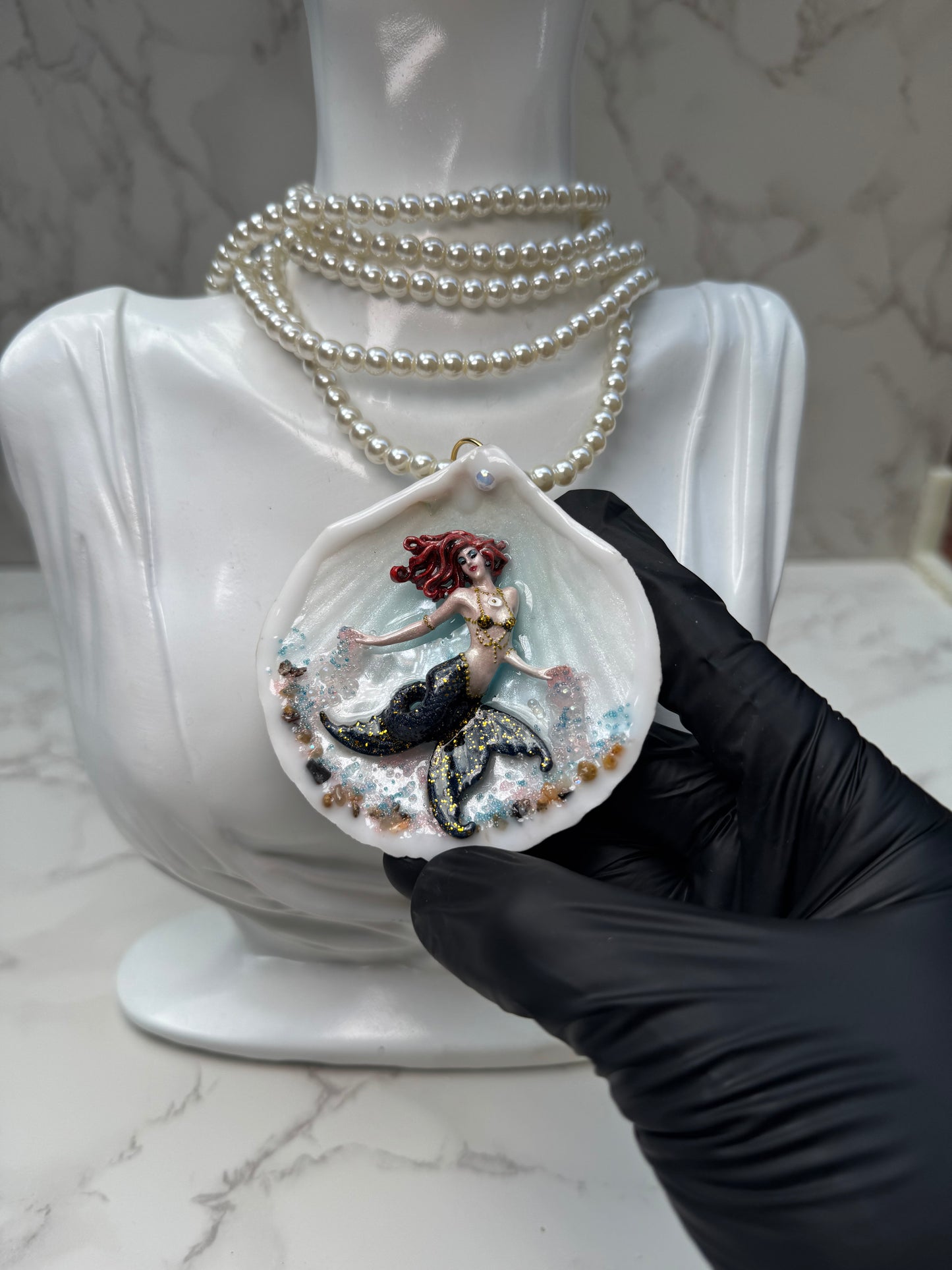 Wednesday Ocean Mermaid Necklace | Handmade Seashell Jewelry | Brass Shell Accents | One-of-a-Kind Coastal Art
