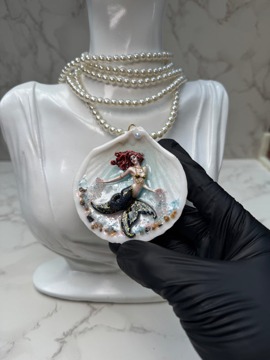 Wednesday Ocean Mermaid Necklace | Handmade Seashell Jewelry | Brass Shell Accents | One-of-a-Kind Coastal Art