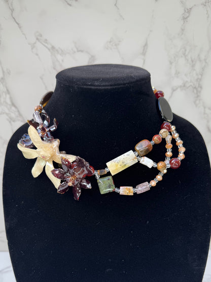 Trinity Orchid Harmony Three Mini Orchid Orchid Necklace – Crystal & Stone Beaded Handmade Jewelry