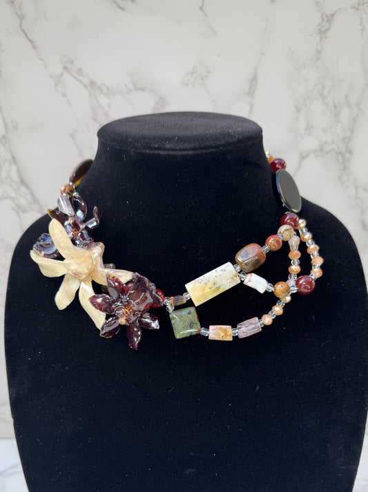 Trinity Orchid Harmony Three Mini Orchid Orchid Necklace – Crystal & Stone Beaded Handmade Jewelry