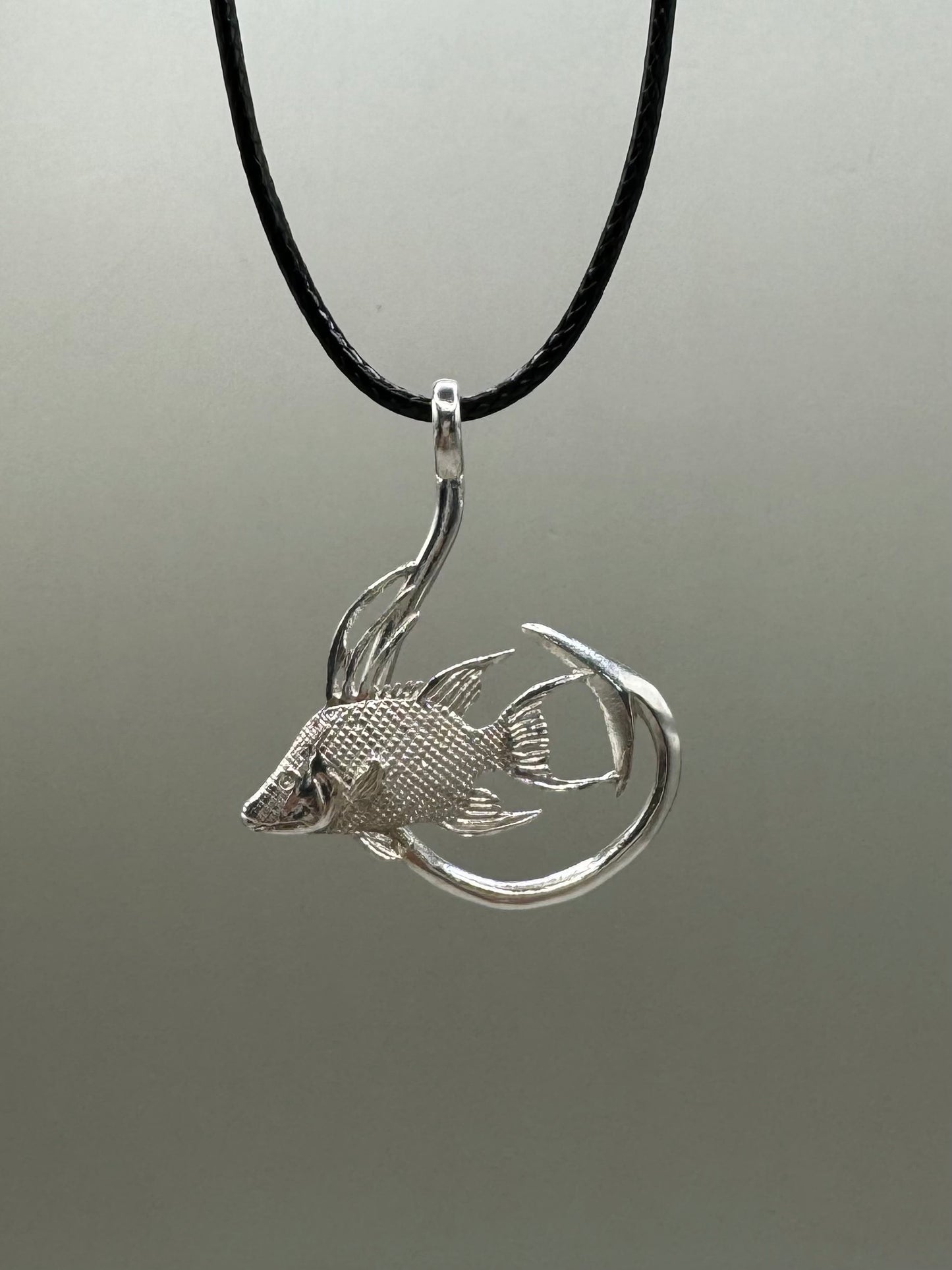 Hogfish And Hook Necklace, 925 Sterling Silver