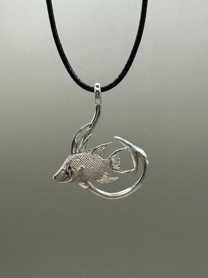 Hogfish And Hook Necklace, 925 Sterling Silver