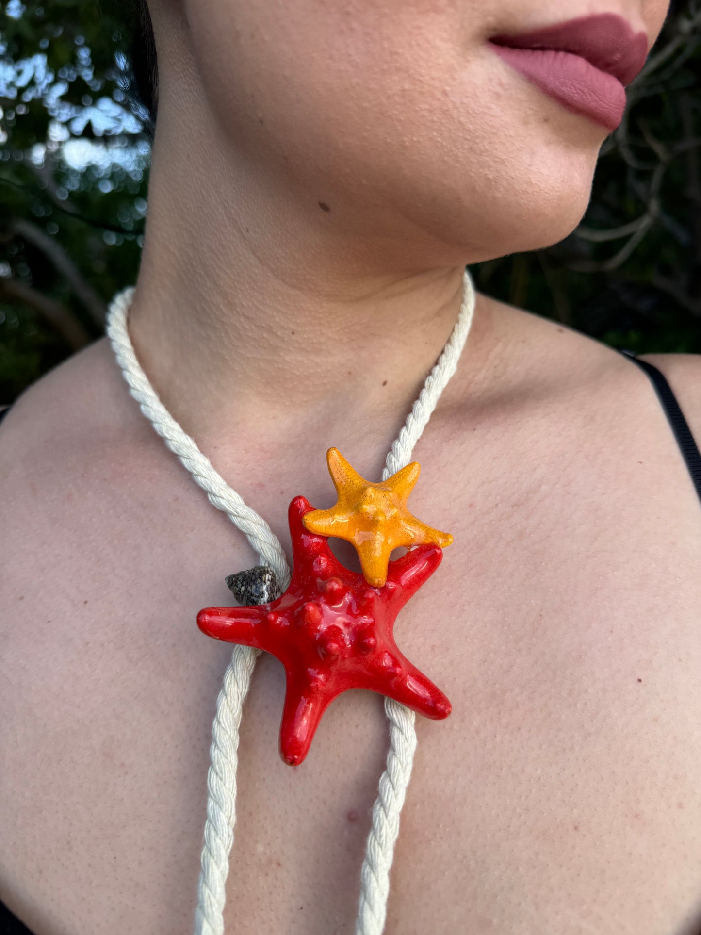 Coral Starfish Rope Necklace