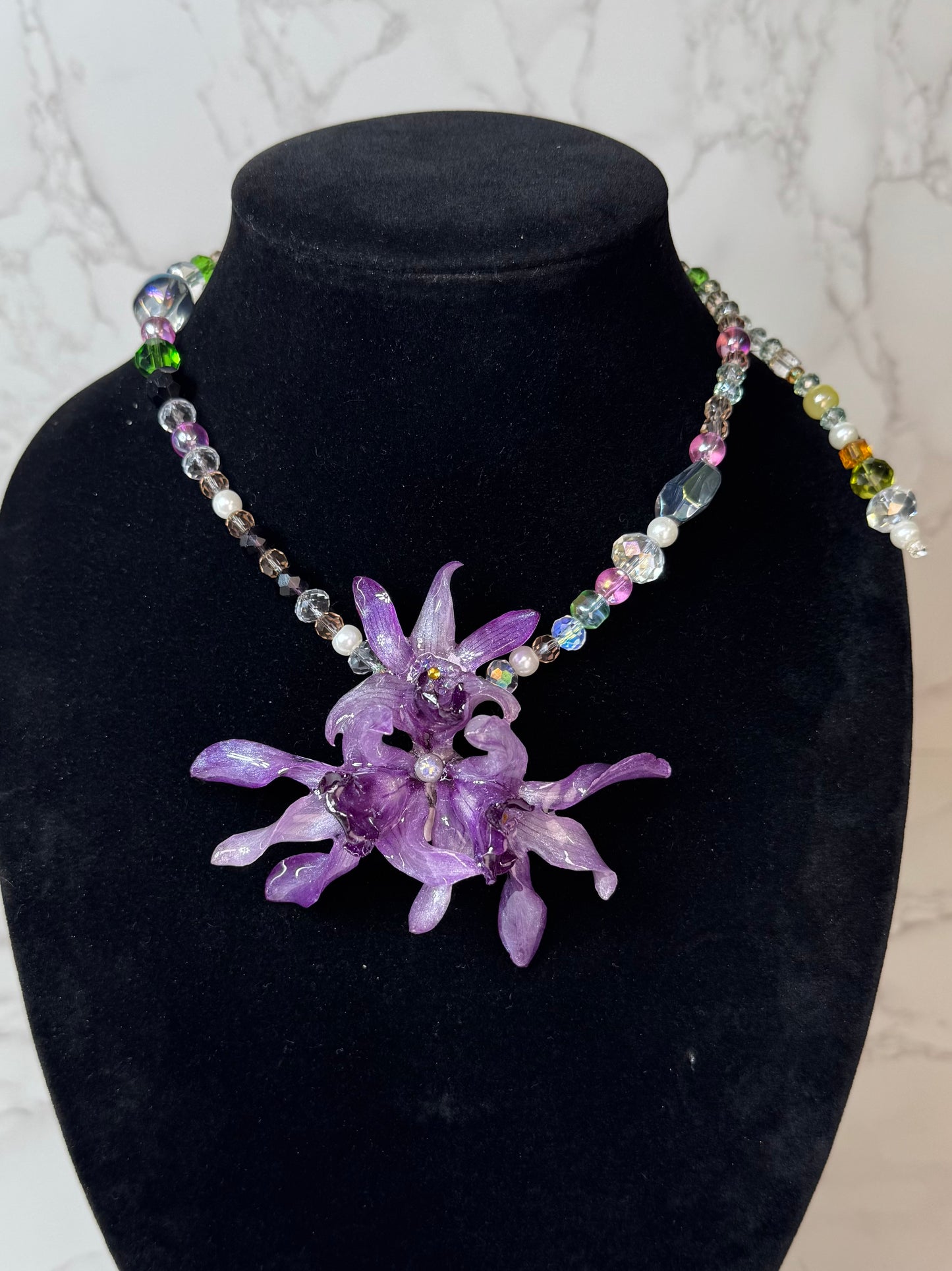 Marie Real Preserved Flower Necklace & Hair Clip | Handmade Botanical Jewelry | Multifunctional Floral Art