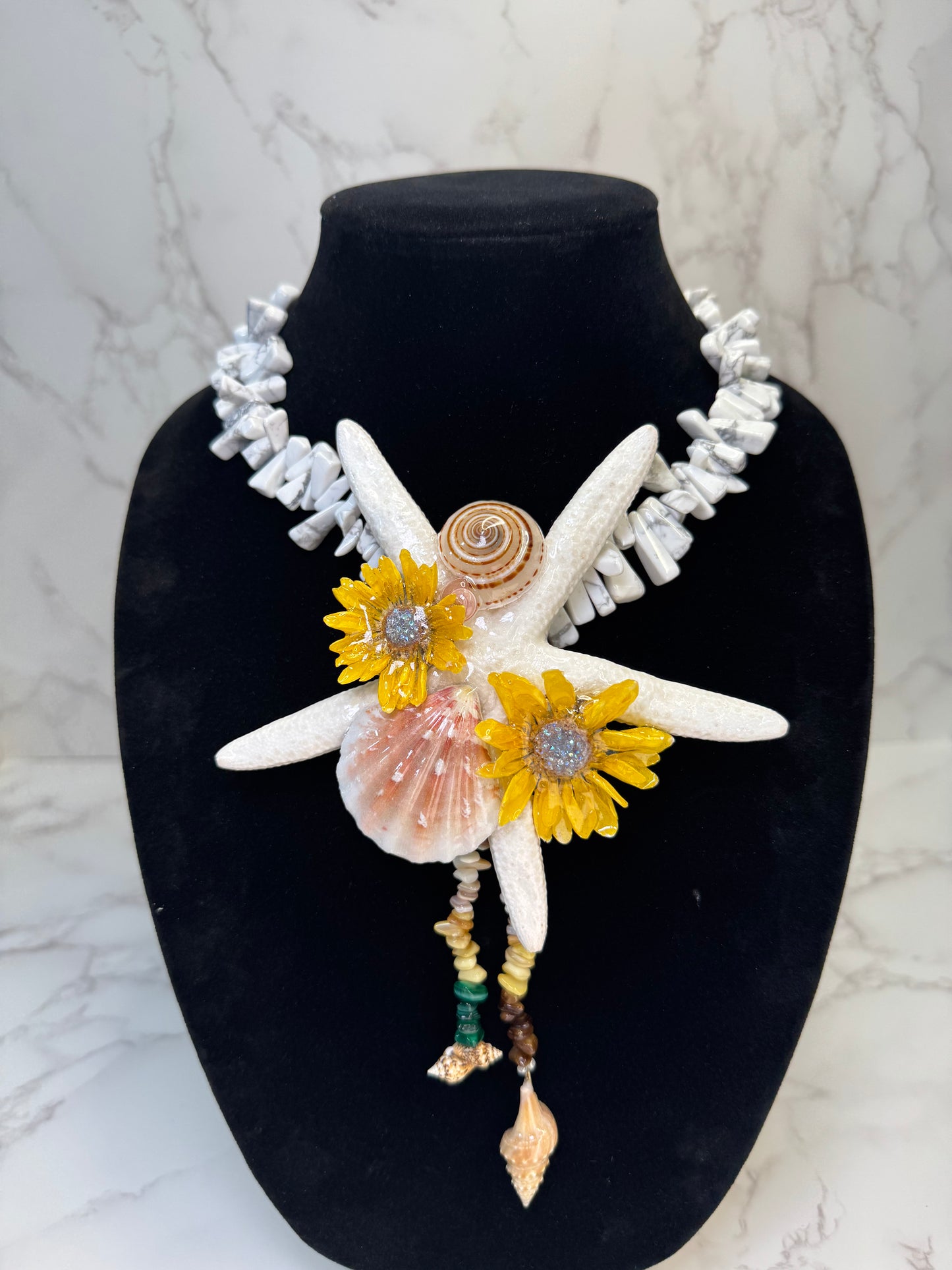 April Real Starfish & Preserved Flower Necklace | Convertible Hair Clip | Handmade Ocean & Botanical Jewelry