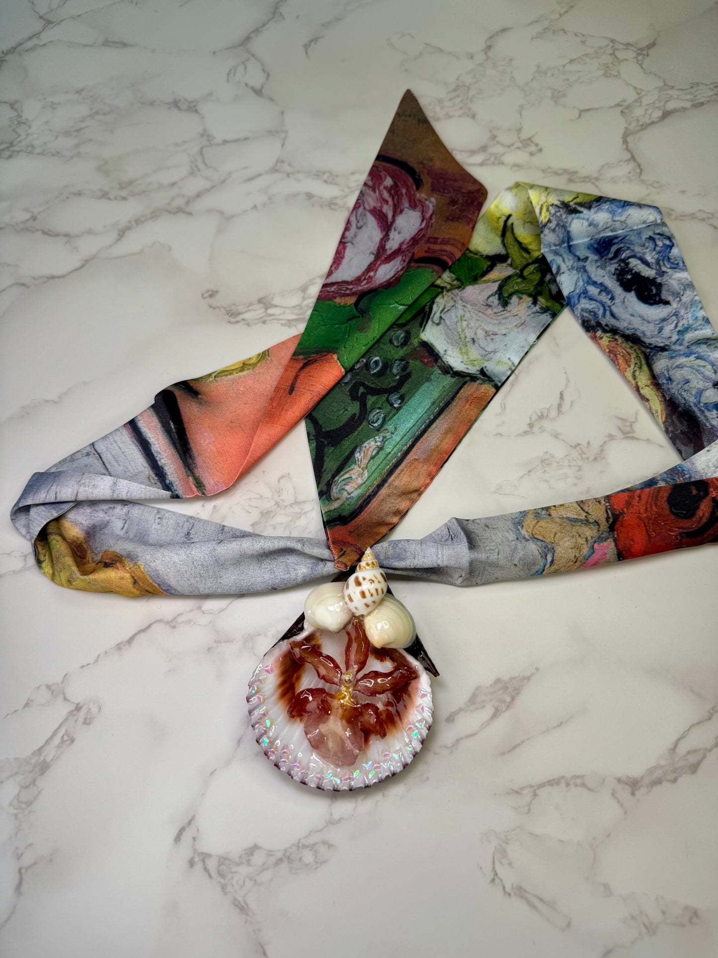 The Coastal Bloom – Seashell & Cattleya Radiance