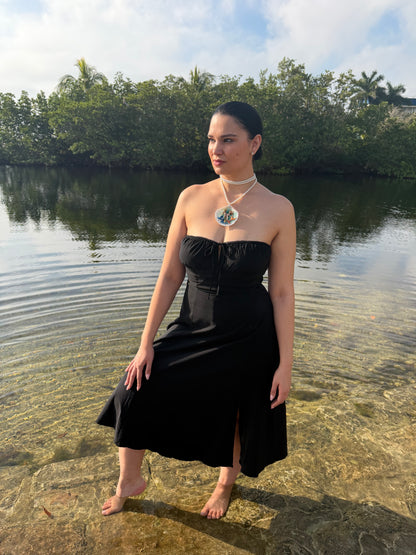 The Ocean King & The Coral Flame Mermaids– Guardians of the Deep Mermaid & Triton Natural Shell Necklace – Long Crystal Pearl Triple Wrap Beaded Jewelry