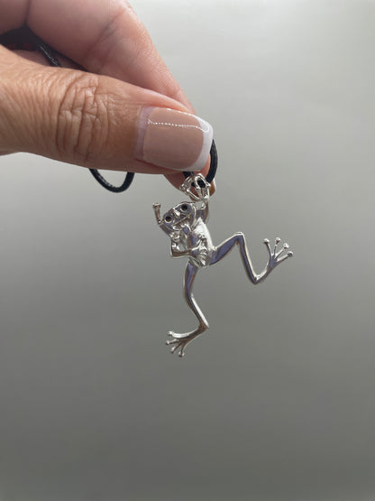 Scuba Frog Necklace, Handcrafted Unique 3D Pendant in 925 Sterling Silver for Frog Lovers