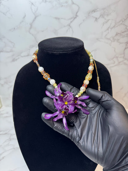 Julia Real Preserved Flower Necklace & Hair Clip | Handmade Botanical Jewelry | Multifunctional Floral Art