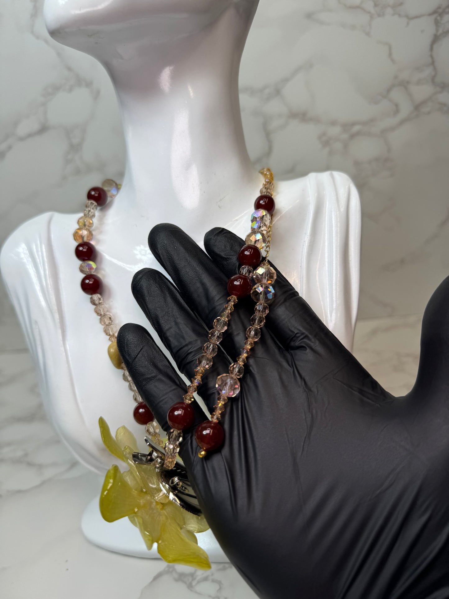 Eloisa Real Preserved Flower Necklace & Hair Clip | Handmade Botanical Jewelry | Multifunctional Floral Art