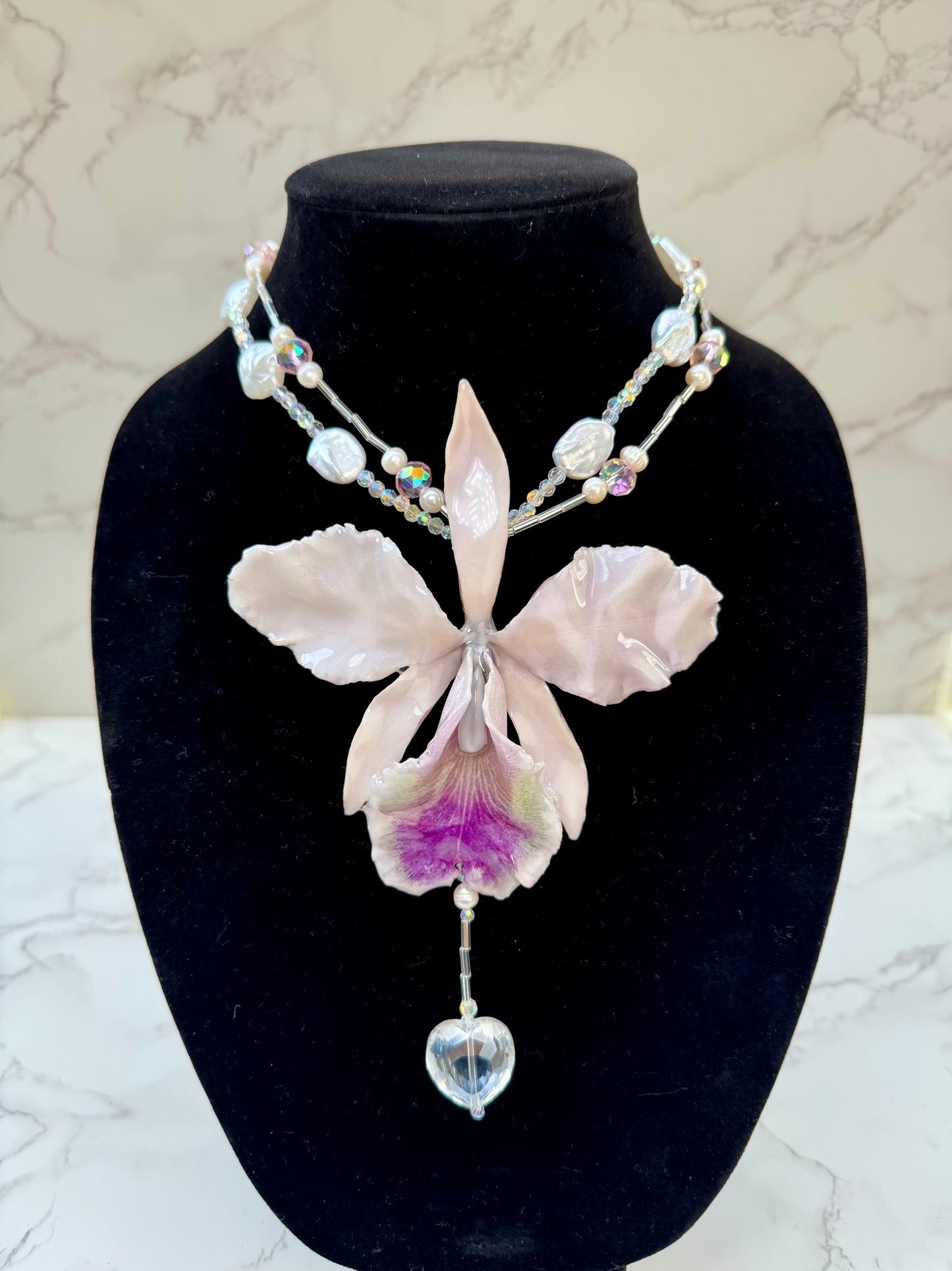 Ivory Cattleya Pearl Necklace