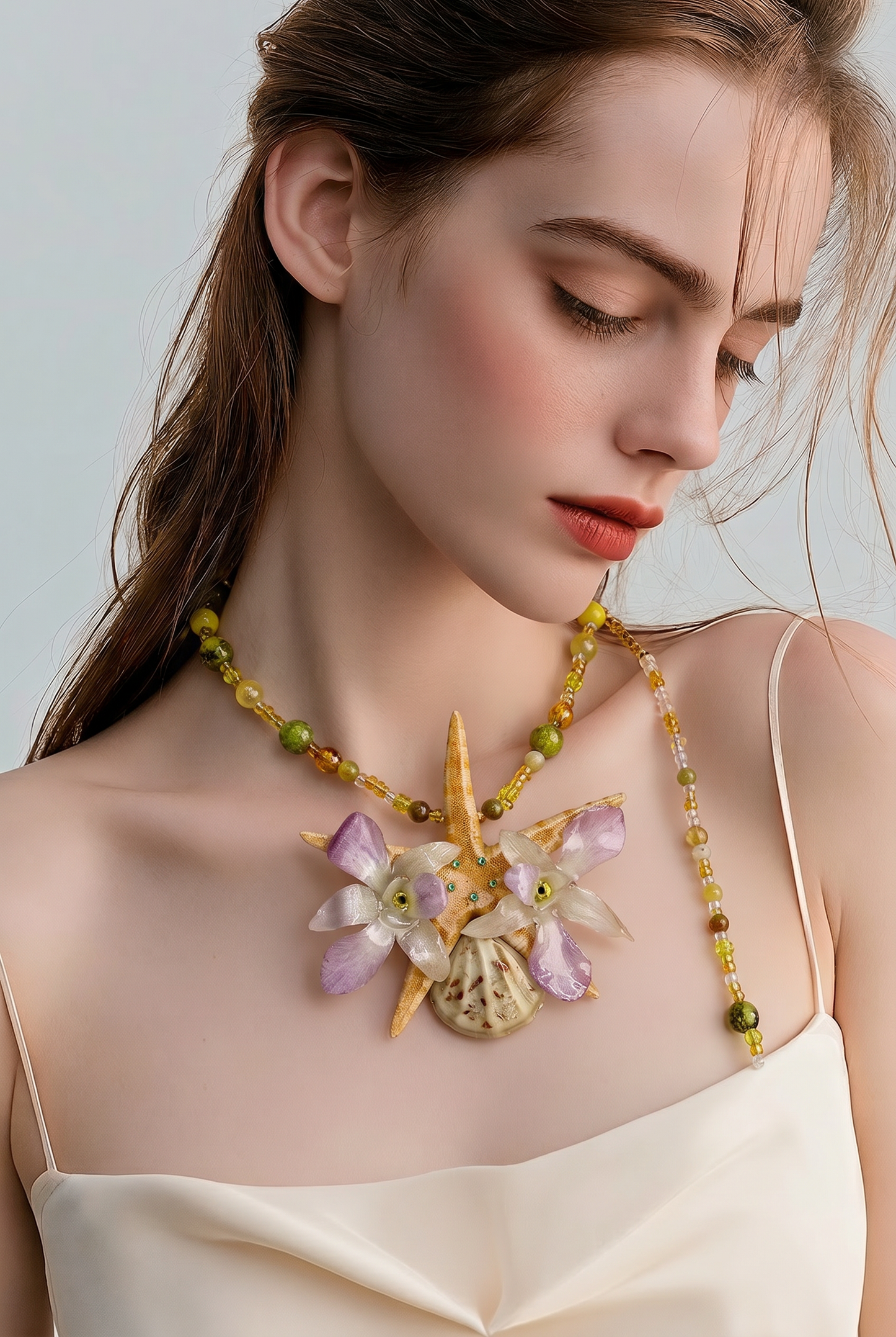 Sofía Real Starfish & Preserved Flower Necklace | Convertible Hair Clip | Handmade Ocean & Botanical Jewelry