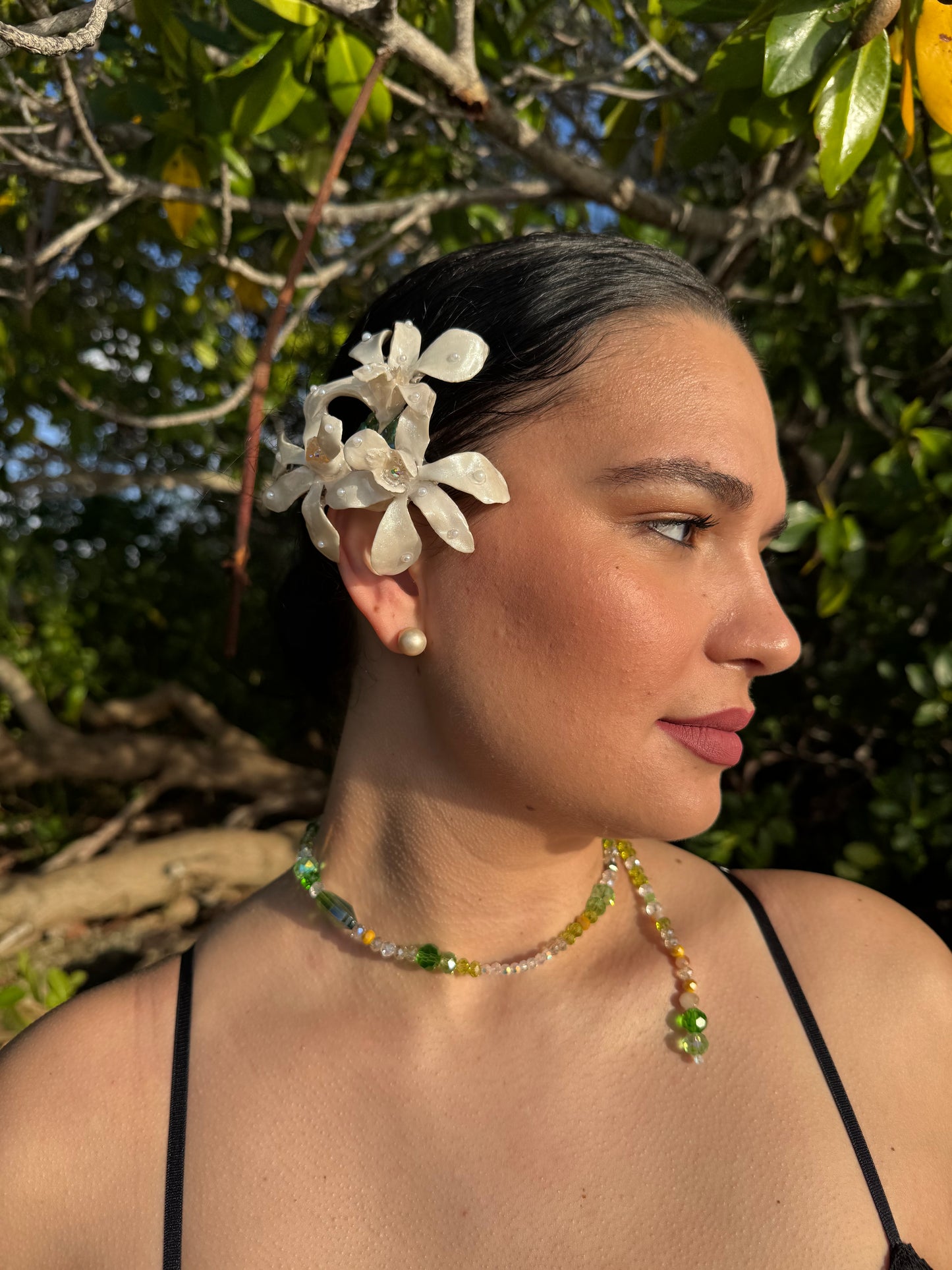 Ivory Orchid Sunrise Necklace