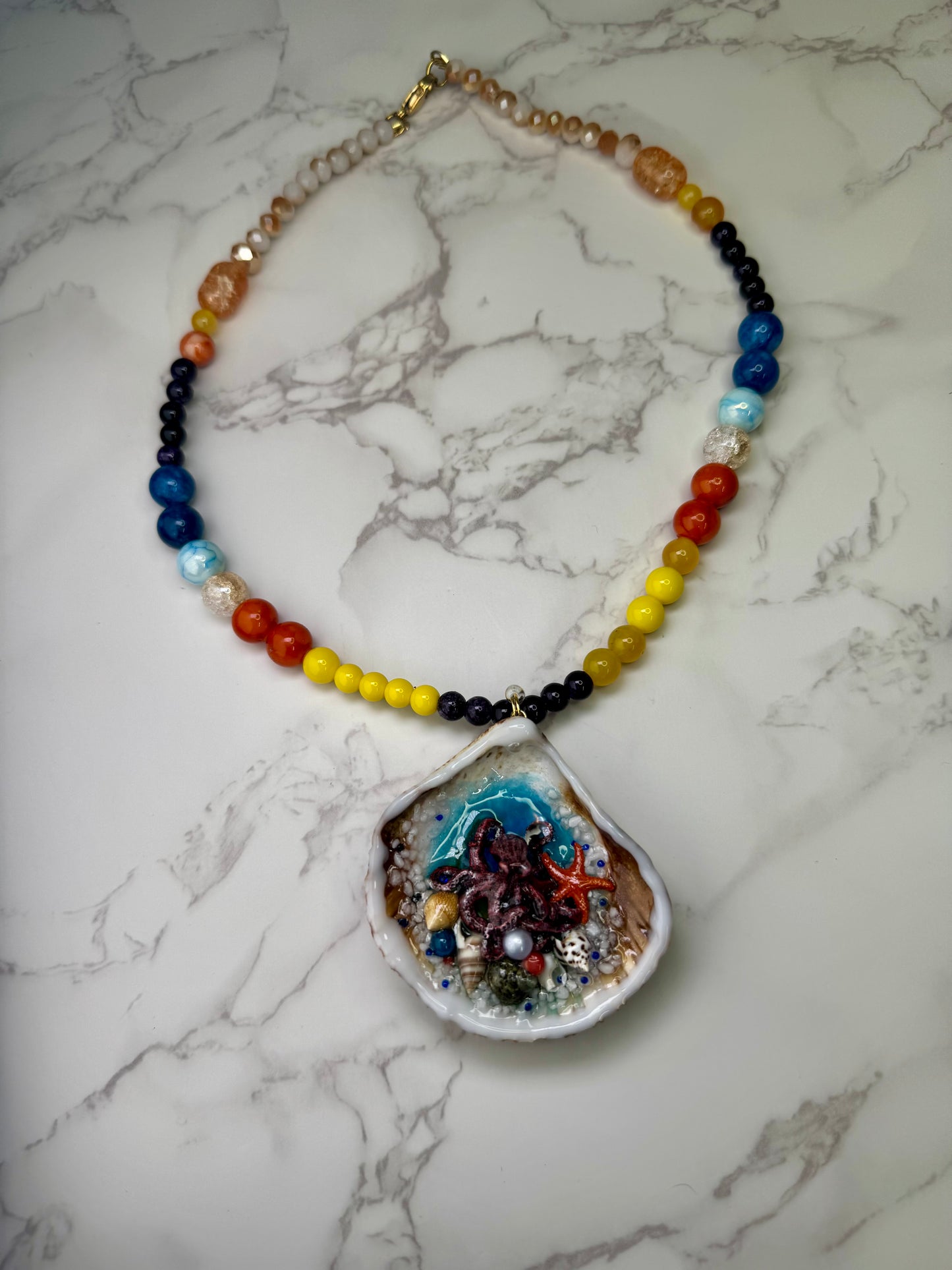 Octopus Shell Necklace - Encapsulated in Real Shell with UV Resin