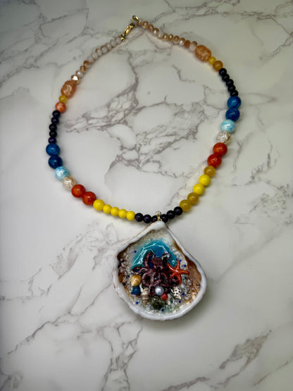 Octopus Shell Necklace - Encapsulated in Real Shell with UV Resin