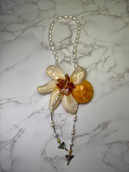 The Sunset Bloom – Cattleya & Seashell Harmony