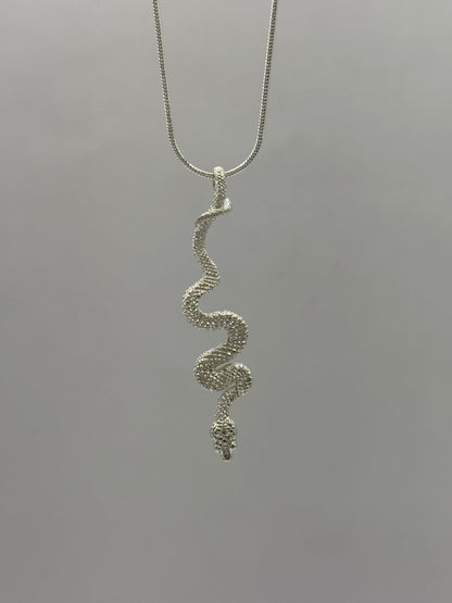 Snake Necklace, Handcrafted Pendant in 925 Sterling Silver, Jewelry for Reptile Lovers, Made in USA