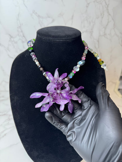 Marie Real Preserved Flower Necklace & Hair Clip | Handmade Botanical Jewelry | Multifunctional Floral Art