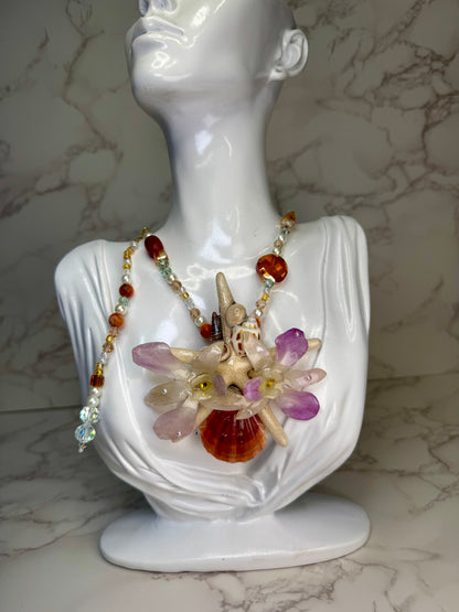 Victoria Real Starfish & Preserved Flower Necklace | Convertible Hair Clip | Handmade Ocean & Botanical Jewelry