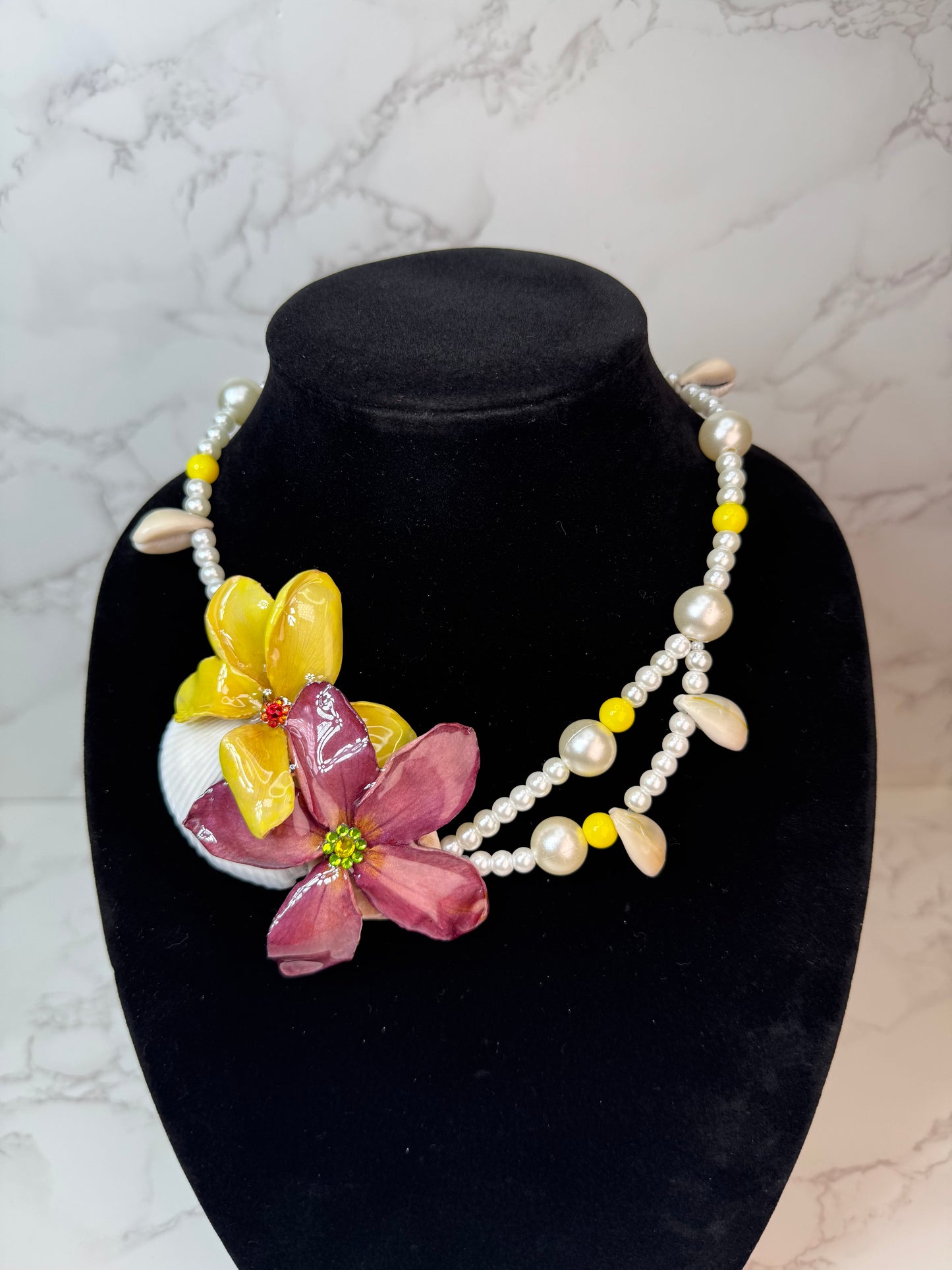 Sofia Real Seashell & Preserved Flower Necklace | Handmade Ocean & Botanical Jewelry