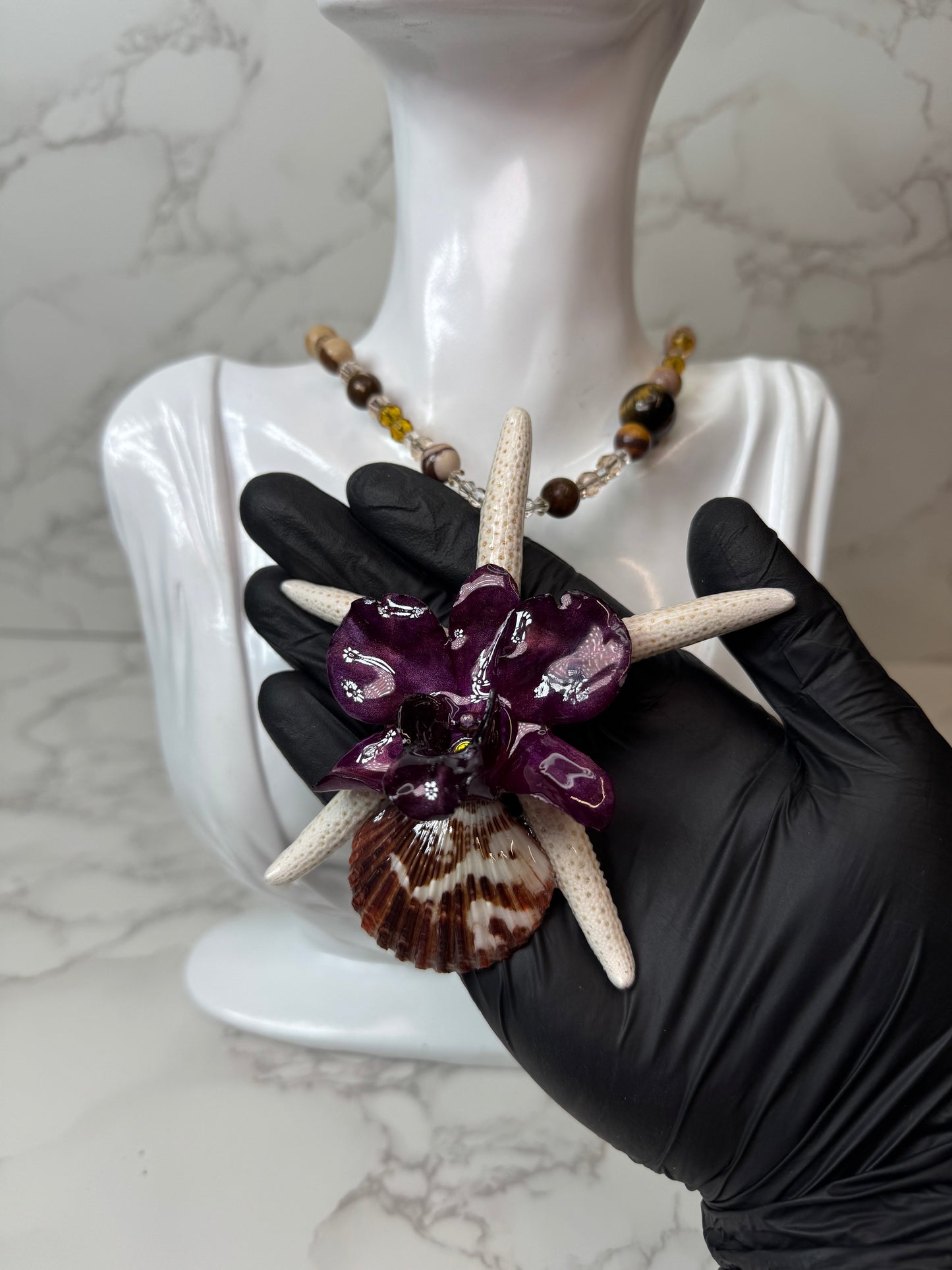 Nina Real Starfish & Preserved Flower Necklace| Handmade Ocean & Botanical Jewelry