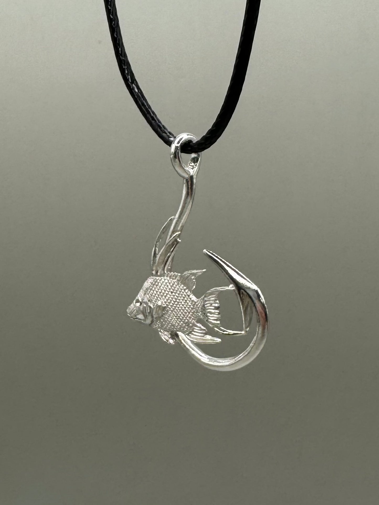 Hogfish And Hook Necklace, 925 Sterling Silver