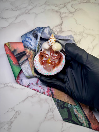 The Coastal Bloom – Seashell & Cattleya Radiance