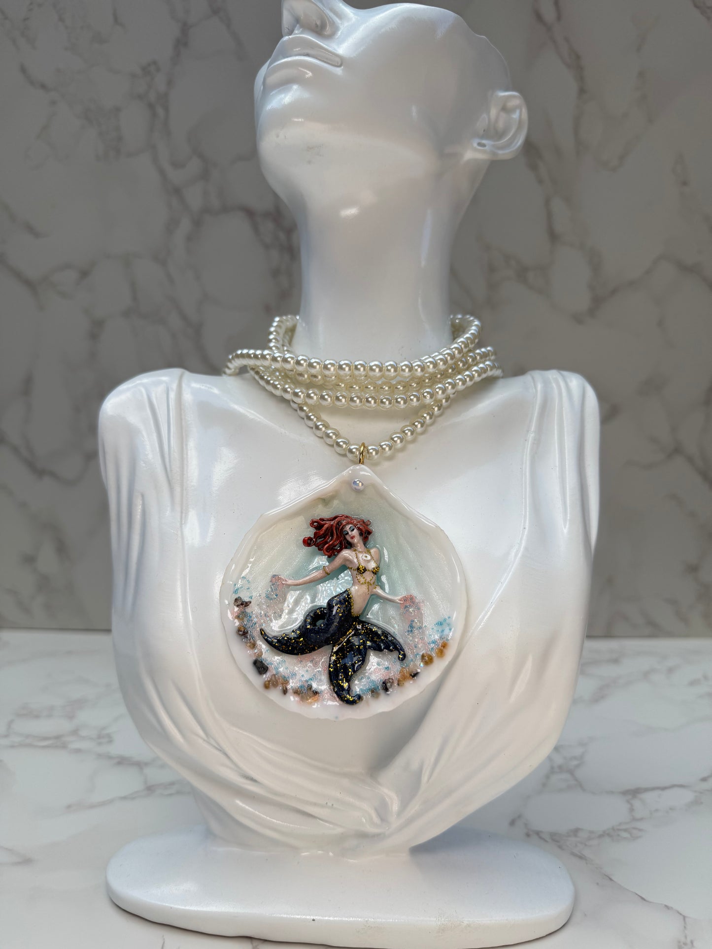 Wednesday Ocean Mermaid Necklace | Handmade Seashell Jewelry | Brass Shell Accents | One-of-a-Kind Coastal Art