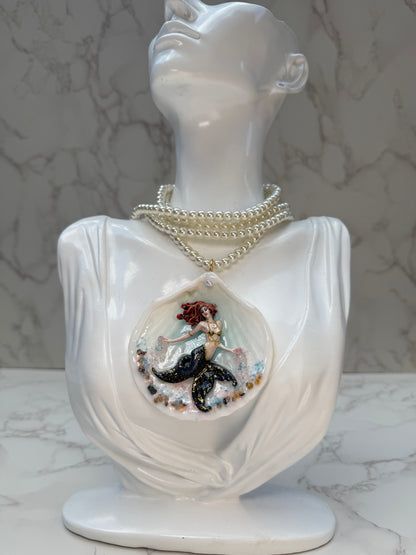 Wednesday Ocean Mermaid Necklace | Handmade Seashell Jewelry | Brass Shell Accents | One-of-a-Kind Coastal Art