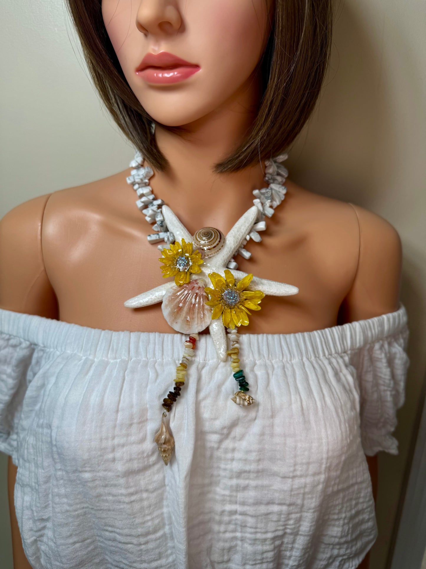 April Real Starfish & Preserved Flower Necklace | Convertible Hair Clip | Handmade Ocean & Botanical Jewelry