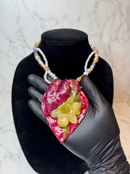 Alba Real Preserved Orchids & Plumeria Necklace| Handmade Botanical Jewelry | Floral Art